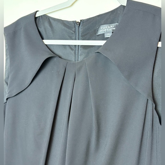 Tahari Gray Sleeveless Dress with Floral Hem - Picture 3 of 9